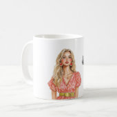 金髪女性メロンイヤリング コーヒーマグカップ (正面左)