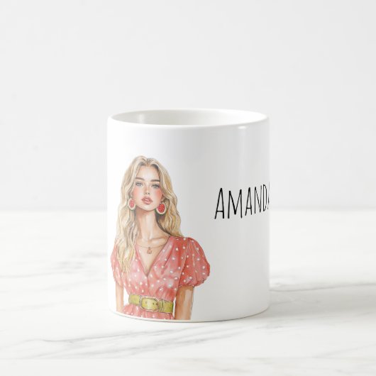 金髪女性メロンイヤリング コーヒーマグカップ (中央)