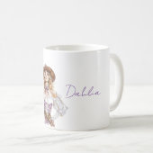 金髪女性用帽子 紫 白 トップス コーヒーマグカップ (正面右)