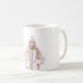 金髪少女 ピンクの帽子 ジャケット コーヒーマグカップ (正面右)
