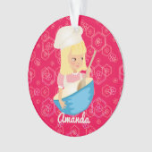 金髪料理人の帽子を混ぜるお椀パーソナライズされた オーナメント (正面)