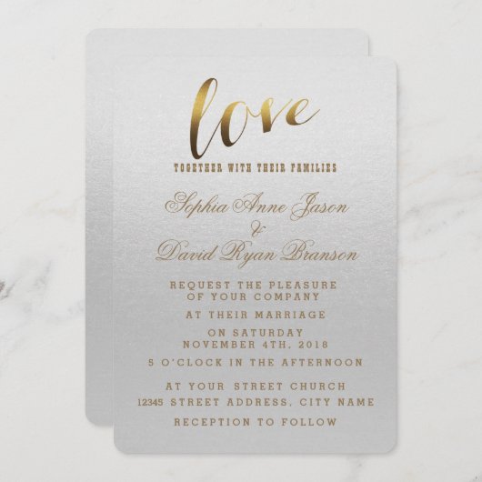 金魅力的箔グレグランジー結婚式招待状 招待状 (正面/裏面)