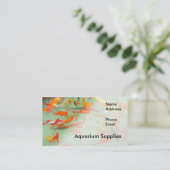 金魚が付いているアクアリウムまたは水庭 名刺 (スタンド正面)