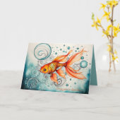 金魚が元気になる カード (黄色い花)