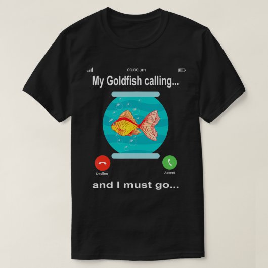 金魚が呼んでる、行かなきゃ。面白い金魚 Tシャツ (デザイン正面)
