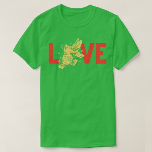 金魚が大好き水族館魚かわいい金魚 Tシャツ (デザイン正面)