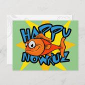 金魚が微笑む太陽ペルシアの新年ノウルーズ シーズンポストカード (正面/裏面)