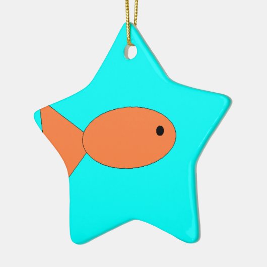 金魚が泳ぐ海、子供によるアート:) セラミックオーナメント (左)
