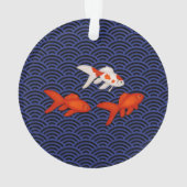 金魚が青海波型ラッキー日本のに オーナメント (裏面)
