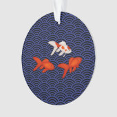 金魚が青海波型ラッキー日本のに オーナメント (正面)