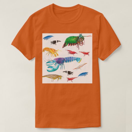金魚とザリガニとロブスター Tシャツ (デザイン正面)
