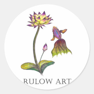 金魚と蓮　カラー　Black logo ver. ラウンドシール