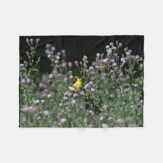 金魚と野生の花 フリースブランケット (正面(横))