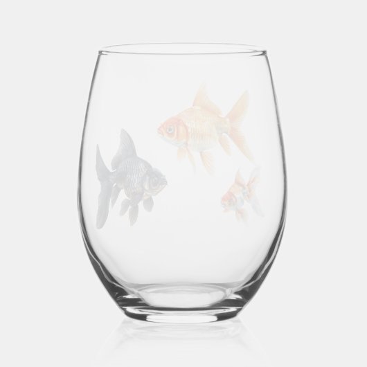 金魚のかわいいおもしろい魚 ステムなしワイングラス (裏面)