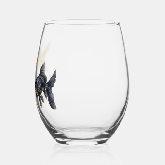 金魚のかわいいおもしろい魚 ステムなしワイングラス (左)