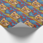 金魚のギフトの包装紙を見ている猫 ラッピングペーパー (角)