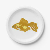 金魚のグッピーかわいい熱帯水族館の魚 ペーパープレート (正面)