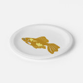 金魚のグッピーかわいい熱帯水族館の魚 ペーパープレート (アングル)