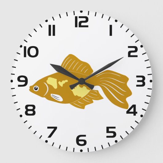 金魚のグッピーかわいい熱帯水族館の魚 ラージ壁時計 (正面)