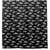 金魚のシャワーカーテン – 黒い背景 シャワーカーテン (正面)