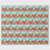 金魚のパーティーパンチボール ラッピングペーパー (フラット)