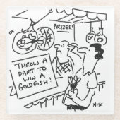 金魚のフェアグラウンド・ダーツのコンクールで優勝おもしろい ガラスコースター (正面)