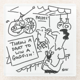 金魚のフェアグラウンド・ダーツのコンクールで優勝おもしろい ガラスコースター