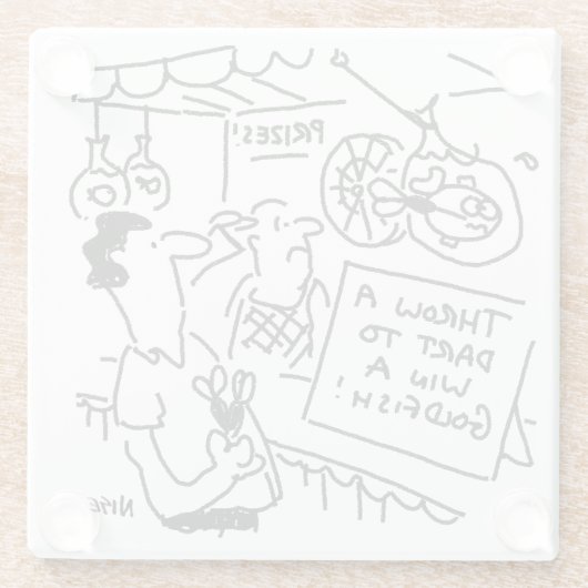 金魚のフェアグラウンド・ダーツのコンクールで優勝おもしろい ガラスコースター (裏面)