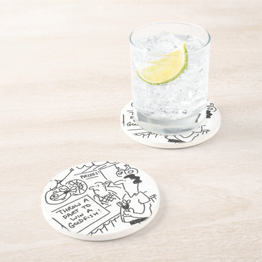 金魚のフェアグラウンド・ダーツのコンクールで優勝おもしろい コースター (側面)