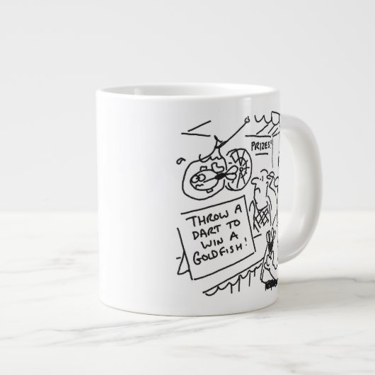 金魚のフェアグラウンド・ダーツのコンクールで優勝おもしろい ジャンボコーヒーマグカップ (正面右)