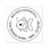 金魚のラウンド型住所ラベル セルフインキングスタンプ (デザイン)