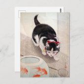 金魚のヴィンテージ猫 ポストカード (正面/裏面)