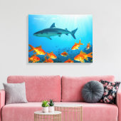 金魚の中のサメ キャンバスプリント (インサイチュ (リビング))
