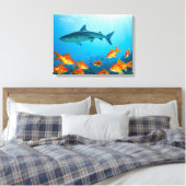 金魚の中のサメ キャンバスプリント (インサイチュ (寝室))