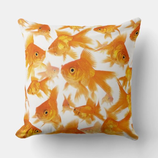 金魚の大きいグループを示す背景 クッション (正面)