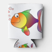 金魚の微笑みを浮かべた漫画 缶クーラー (正面)