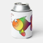 金魚の微笑みを浮かべた漫画 缶クーラー (缶裏面)