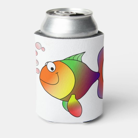 金魚の微笑みを浮かべた漫画 缶クーラー (缶裏面)