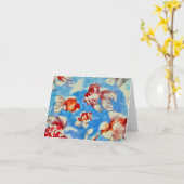 金魚の折り畳みグリーティングカード カード (黄色い花)