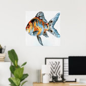 金魚の朱文金魚 ポスター (ホームオフィス)