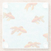 金魚の柄（青） ガラスコースター (裏面)