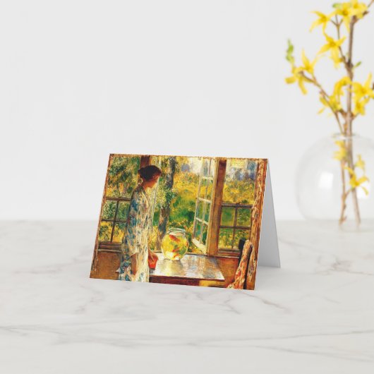 金魚の椀エレガント秋の挨拶 カード (黄色い花)