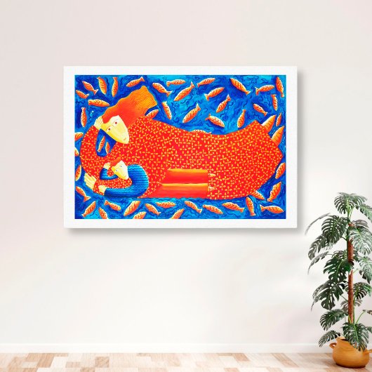 金魚の母絵画子 キャンバスプリント