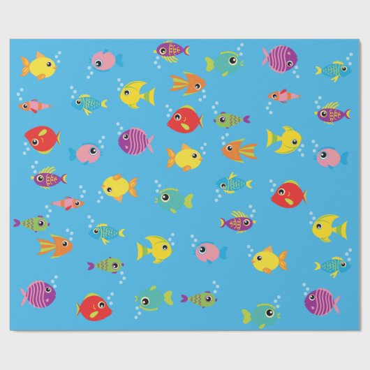 金魚の水族館かわいい1歳の誕生日ラッピング紙 ラッピングペーパー (フラット)