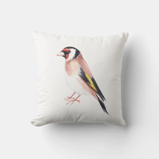 金魚の水色絵を描の鳥。 クッション (正面)