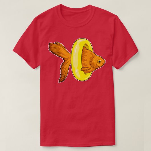 金魚の浮き輪を泳ぐ Tシャツ (デザイン正面)