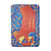 金魚の芸術を持つ母モダンと絵画息子 バスマット (正面縦)