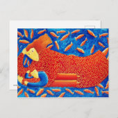 金魚の芸術を持つ母モダンと絵画息子 ポストカード (正面/裏面)