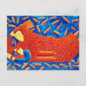 金魚の芸術を持つ母モダンと絵画息子 ポストカード (正面)