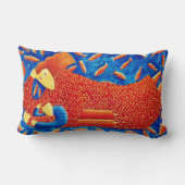 金魚の芸術を持つ母モダンと絵画息子 ランバークッション (裏面)